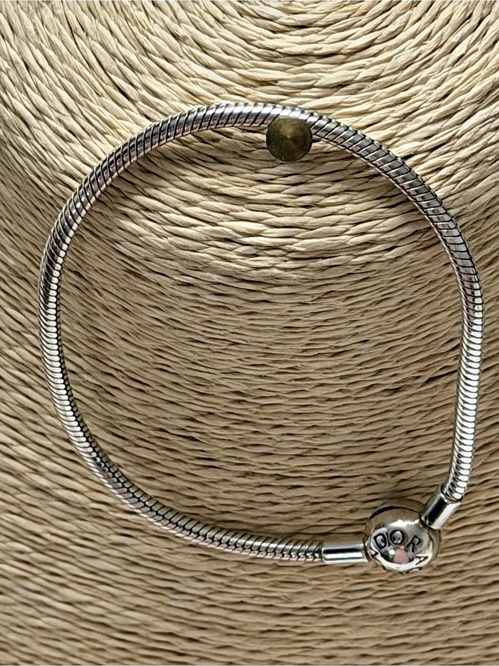 Vintage PANDORA Moments Snake Chain Barrel Clasp Bracelet Silver